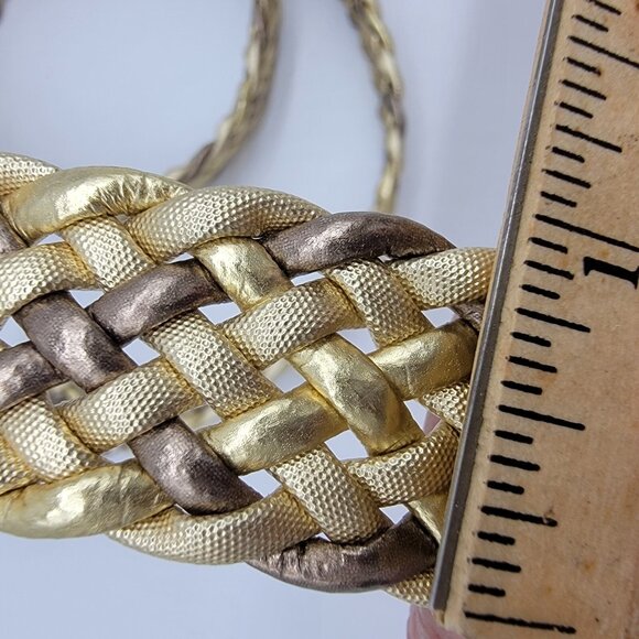 90s‎ Belt Braided Metallic Tri-Metals Gold Silver Copper 37 In Size M-L - Picture 3 of 4